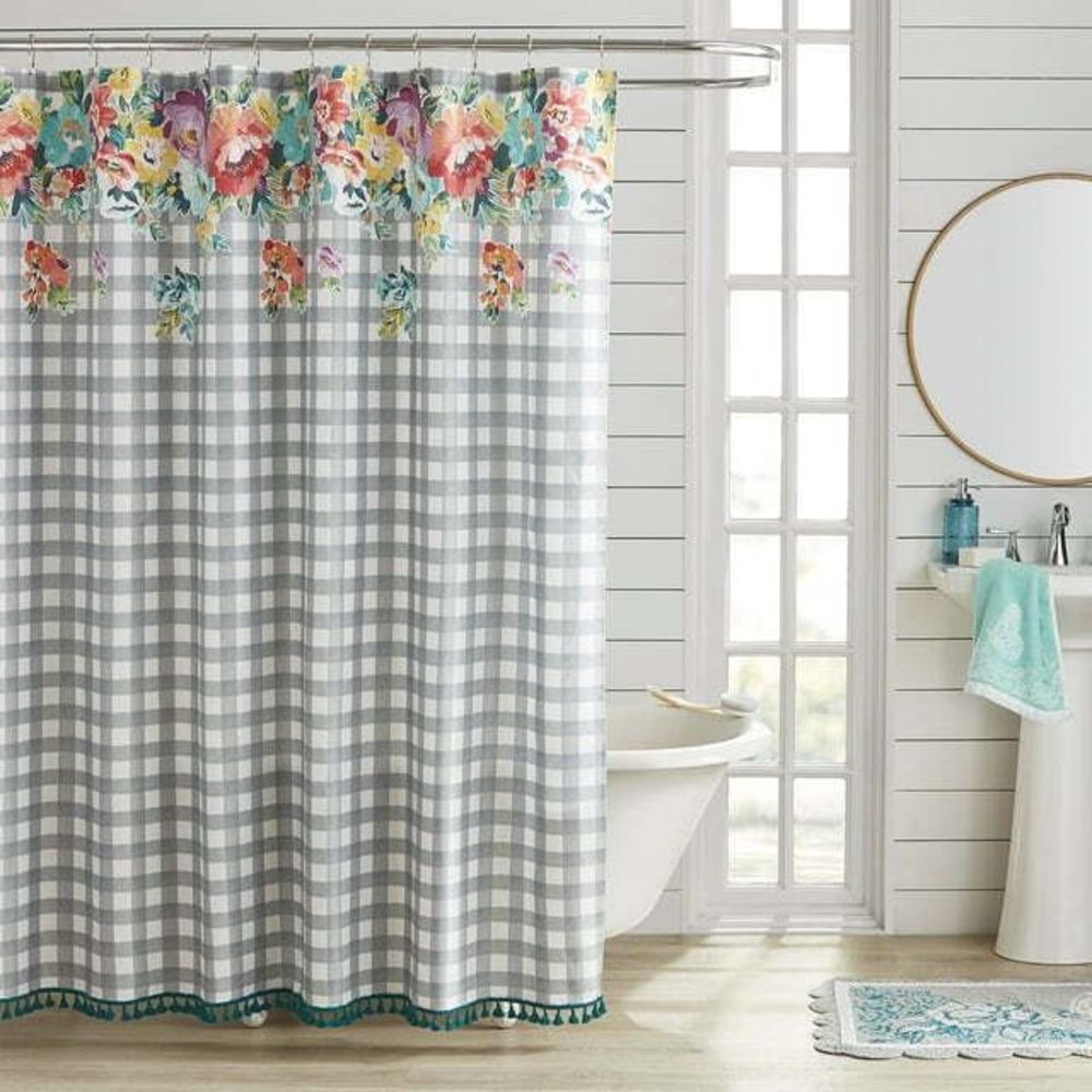 The Pioneer Woman Floral and Gingham Shower Curtain